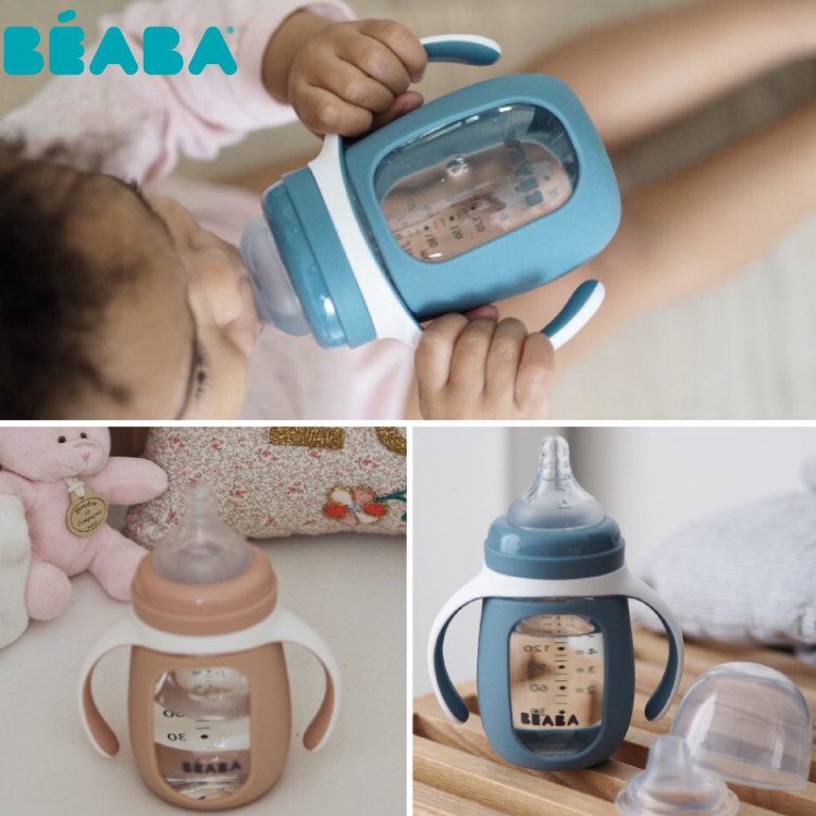 Biberon învățare 2in1 Beaba Sticlă 210ml Mineral Grey - imagine 4