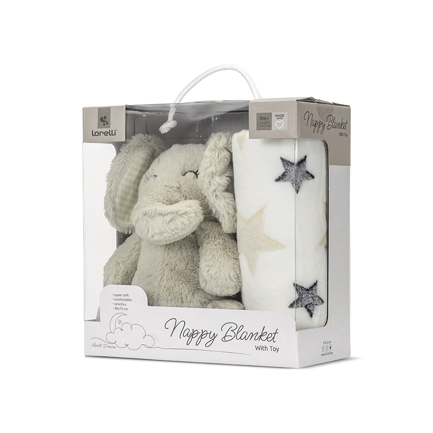Paturica Moale Lorelli cu Jucarie Elefant Bebe - imagine 4