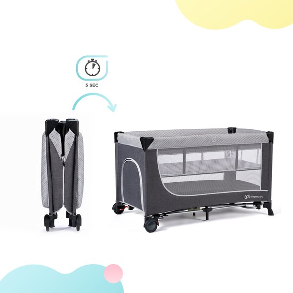 Patut Pliabil Kinderkraft Leody Grey - Modern - imagine 3