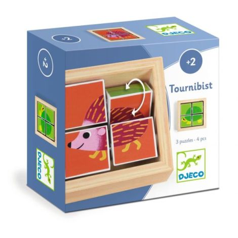 Puzzle Tournibist Djeco - 3 Animale Rotative
