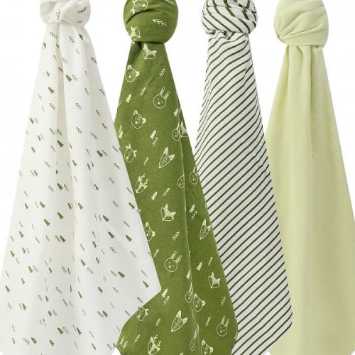 Set 4 paturici bumbac bebelusi Mother's choice Verde - imagine 2
