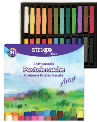Pasteluri Uscate Strigo 24 Culori - Formă Pătrată