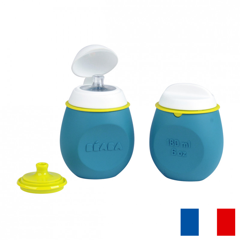 Set Beaba BabySqueez 2 in 1 Albastru | Recipient Piure