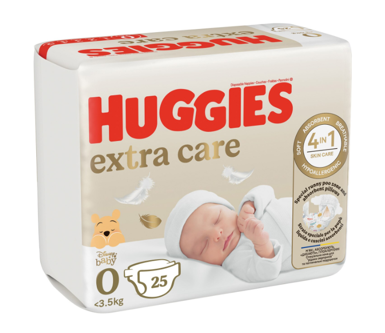 Scutece Huggies Extra Care 0, 25 buc, Piele Sensibilă - imagine 9