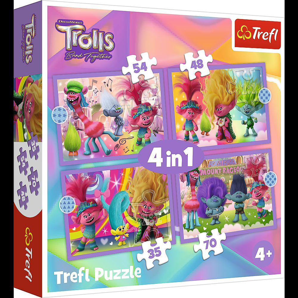 Puzzle 4in1 Trolii Aventurile Trefl