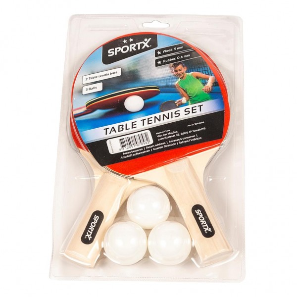 Set Tenis de Masă SportX, 2 Palete, 3 Mingi