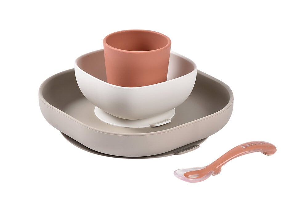 Set Masa Silicon Beaba Terracotta 4 Piese - imagine 7