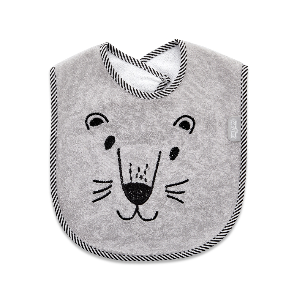 Baveta BabyJem Cute Animals Grey, Bumbac Absorbant