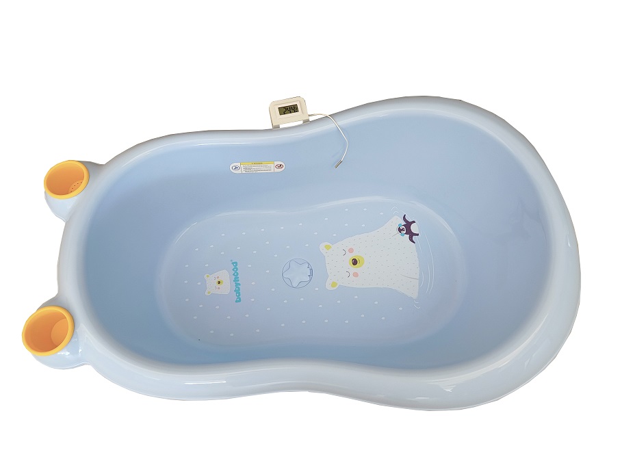 Cadită Little Mom cu hamac și termometru Sky Blue - imagine 6