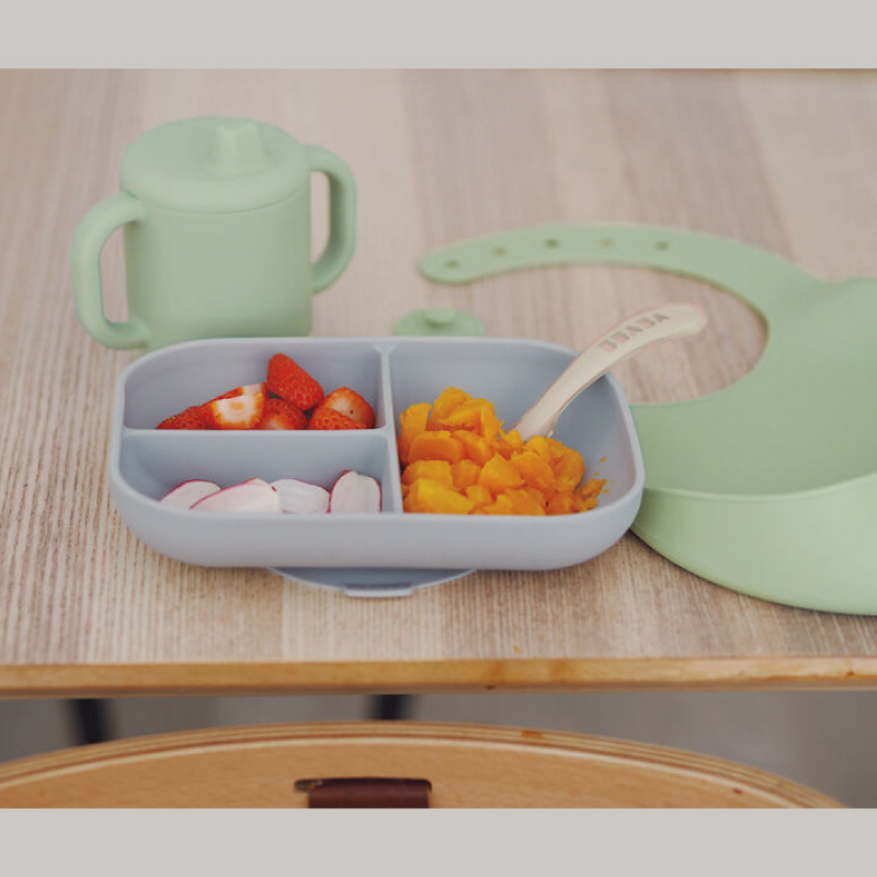 Set Masă Silicon Beaba Essentials GreySage Green - imagine 3
