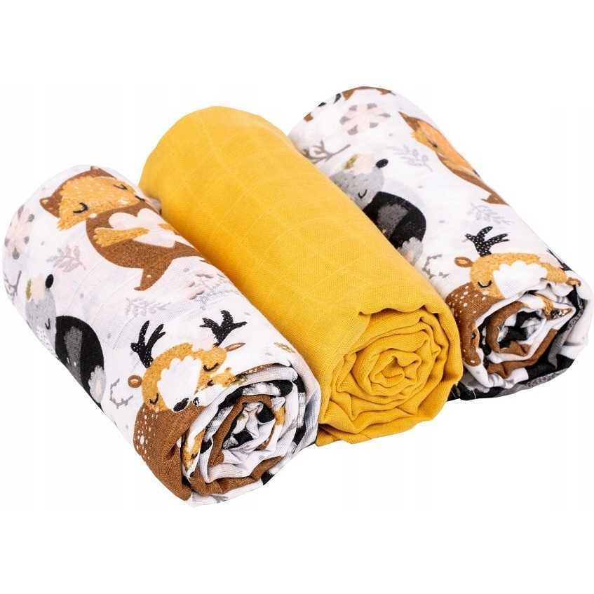 Set 3 Scutece Muselina Infantilo Galben Mustar