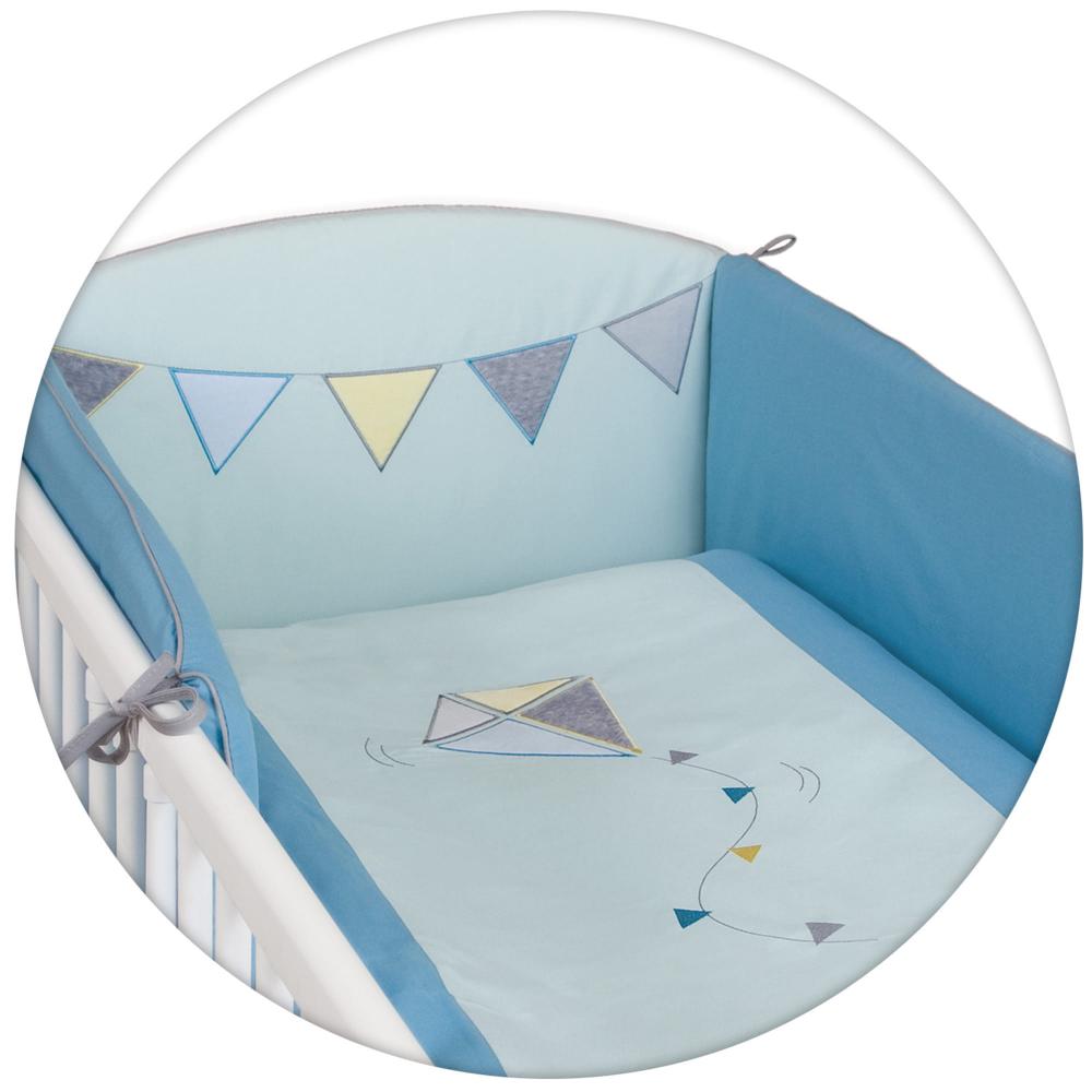 Lenjerie pat Ceba Baby Little Kite Menta, 3 piese