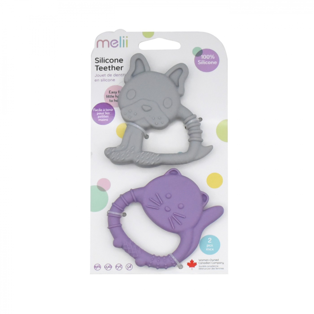 Set 2 Jucării Dentitie Melii Bulldog & Pisica