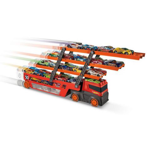 Hot Wheels Mega Transportator 50 Masini - Mattel - imagine 9