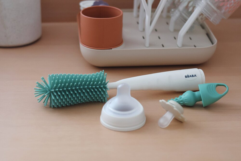 Perie Silicon Beaba 2in1 Sage Green - Curățare Eficientă - imagine 2