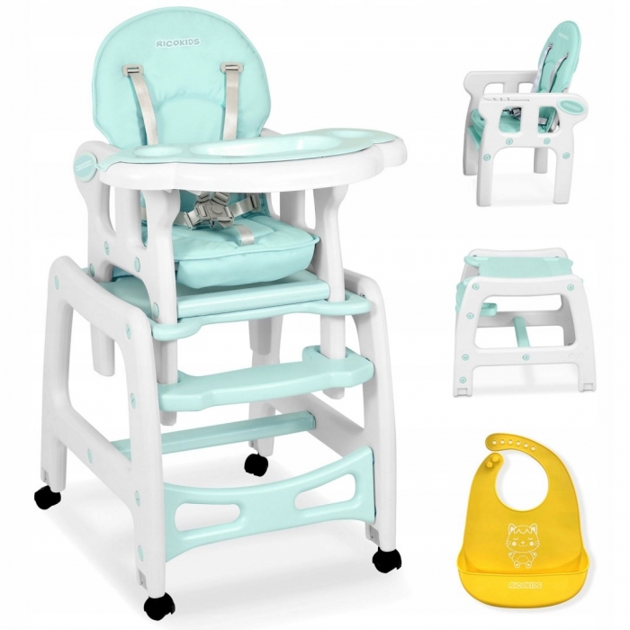 Scaun de masa 5 in 1 Ricokids Sinco Turcoaz - imagine 3