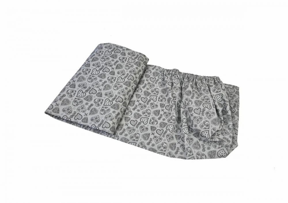 Kids Decor Cearceaf Gray Hearts Bumbac Premium