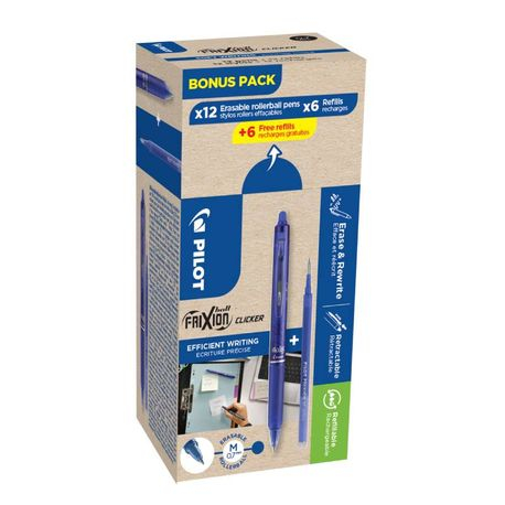 Pilot Frixion Clicker 0.7 Albastru + 12 Rezerve