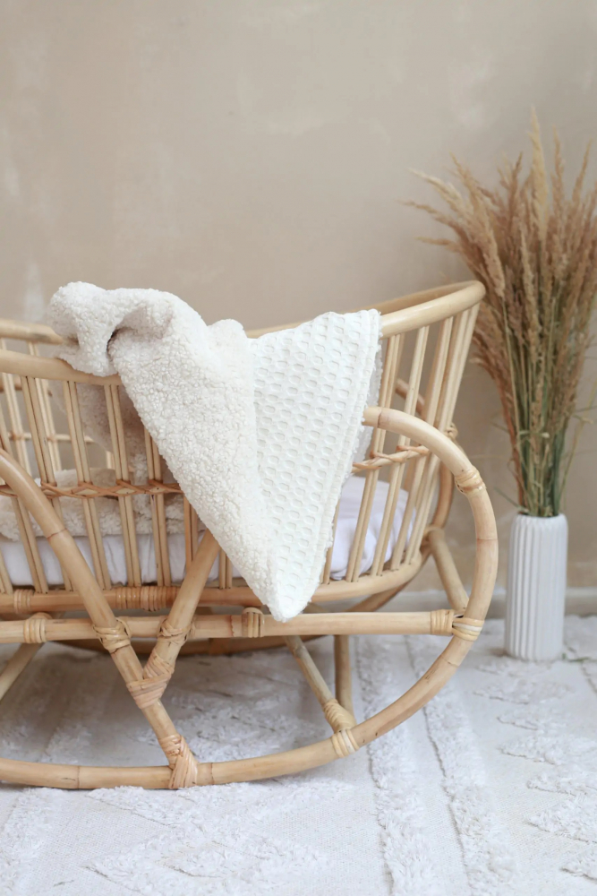 Paturica BabyLy Reversibilă Bumbac Waffle, 100x70 cm - imagine 2