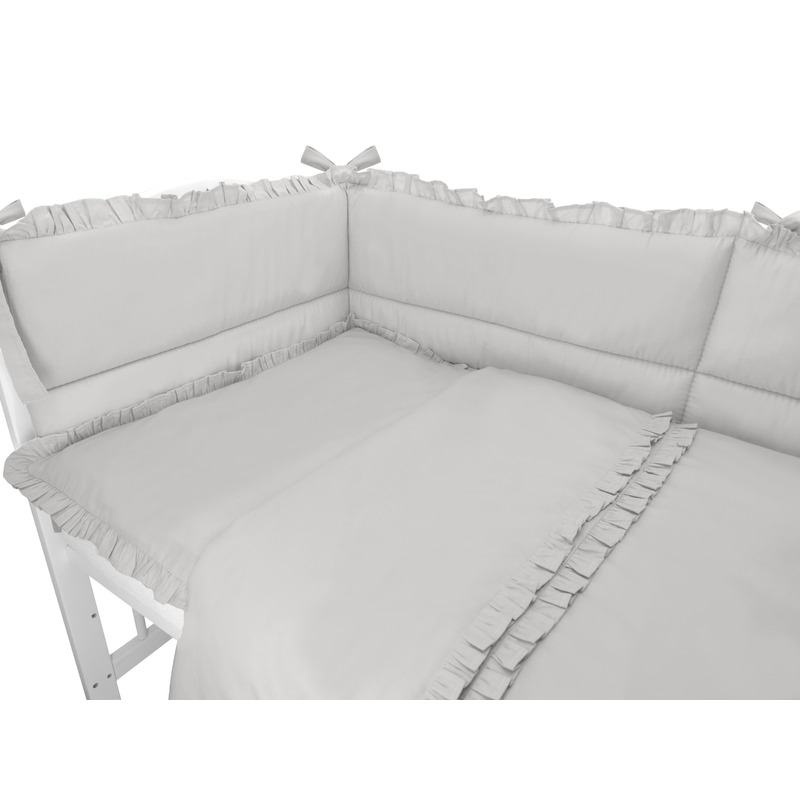 Lenjerie Patut Miminu Royal Grey, 3 Piese, Volanase
