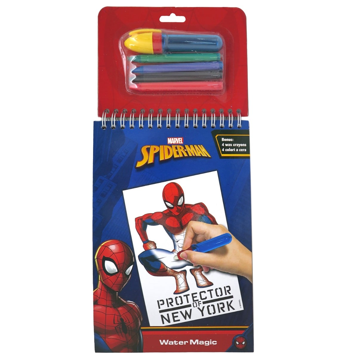 Set pictură cu apă Spiderman și 4 creioane cerate