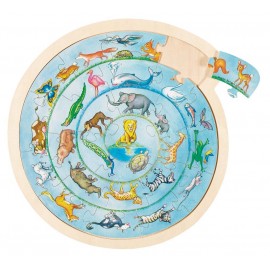 Puzzle Rotund Cercul Animalelor Goki - Lemn - imagine 2