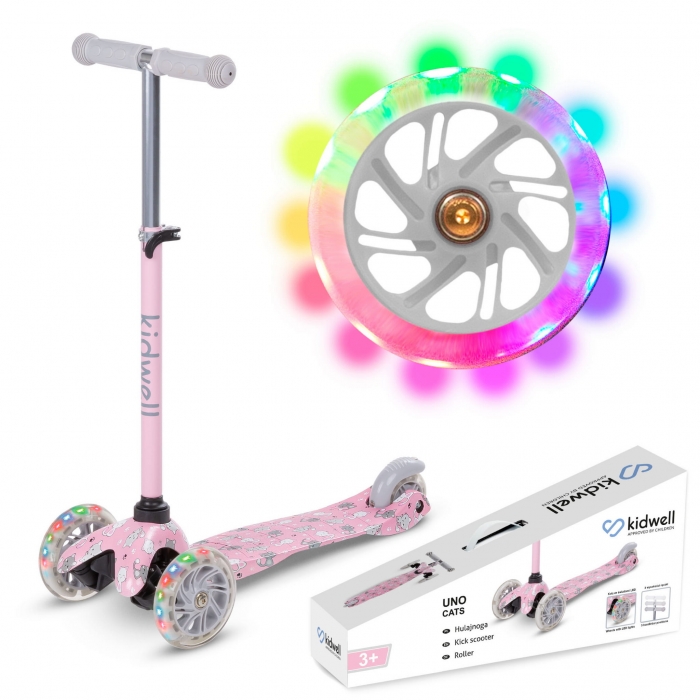 Trotineta Kidwell Uno Cats Roz cu LED