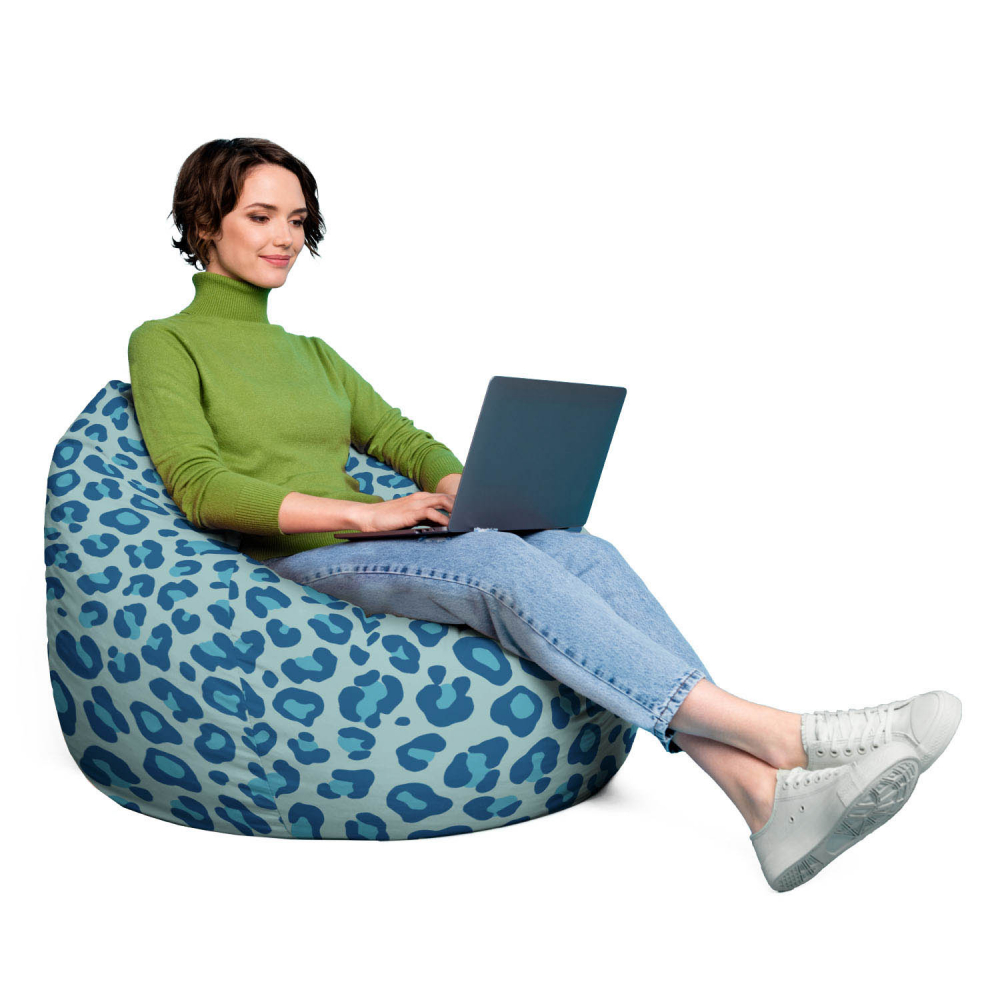 Fotoliu Puf XL Updeco Leopard Blue, Relaxare Maximă - imagine 4