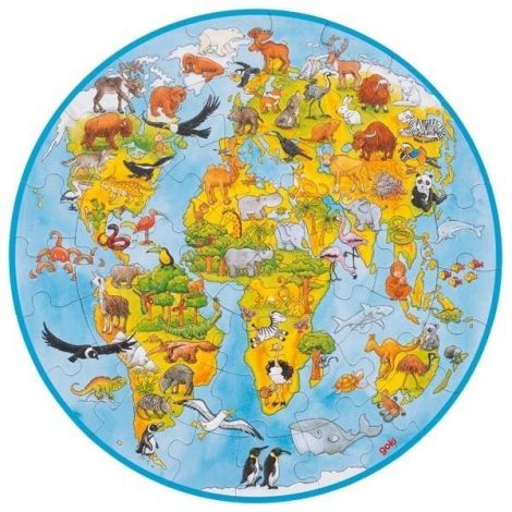 Puzzle XXL Lumea Goki, 49 piese, Hartă și Animale