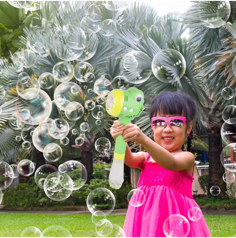 Pistol Baloane Sapun Bubble Dino cu Lumini Malplay - imagine 6