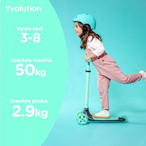 Yvolution Y Glider Kiwi - Trotineta cu 3 Roti LED - imagine 6