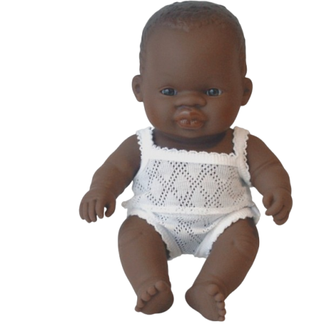 Papusa Baby African Baiat 21cm Miniland