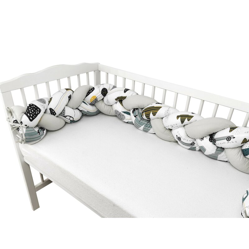 Bumper Patut Impletit MimiNu Grey, 220 cm - imagine 4