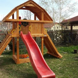 Complex de joaca Fungoo GIANT, tobogan 3m, lemn - imagine 4