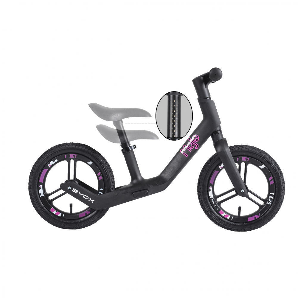 Bicicleta Byox Mojo BlackPink, fara pedale, 12 inch - imagine 2