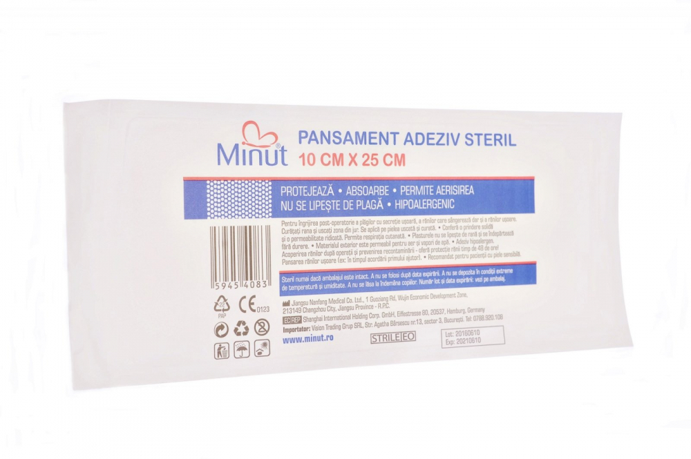 Pansament Adeziv Steril Minut 10x25cm