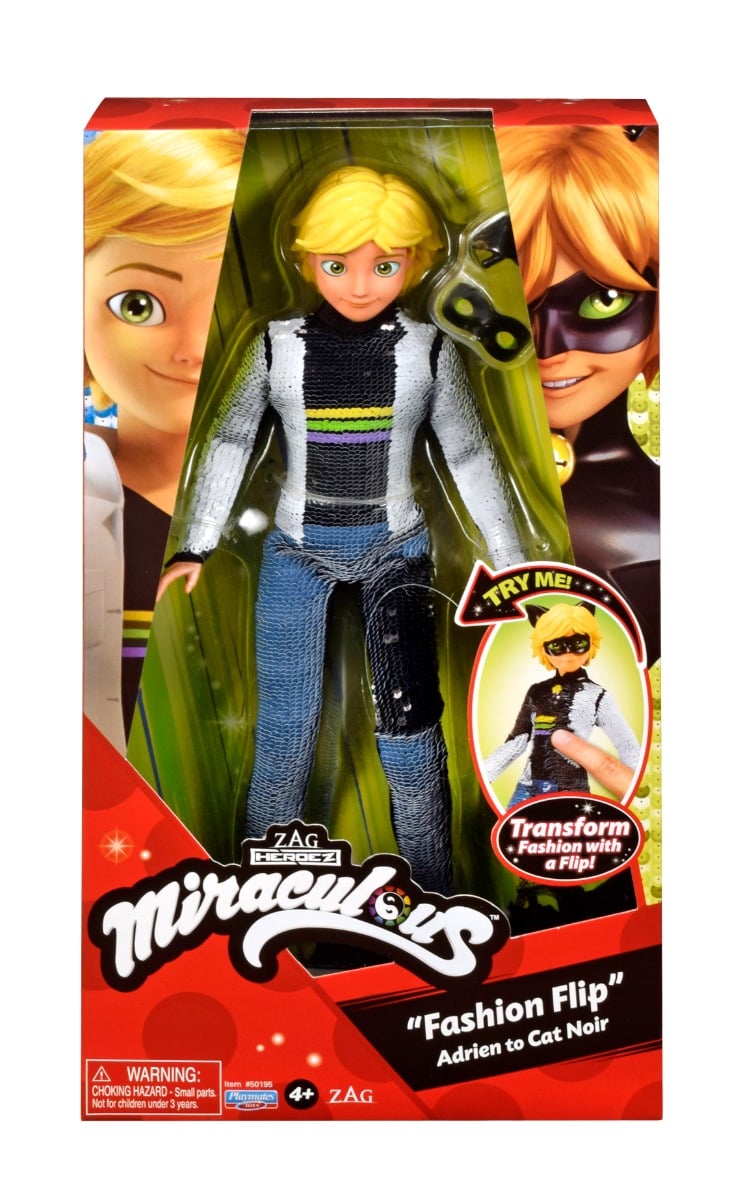 Papusa Miraculous Adrien/Cat Noir Reversibila