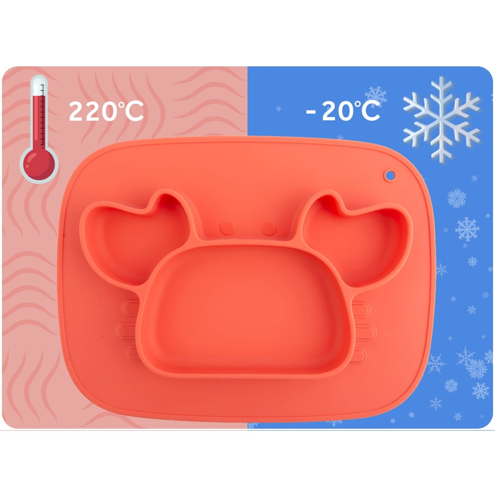 Farfurie Crab Rosu Ricokids Compartimentata Fara BPA