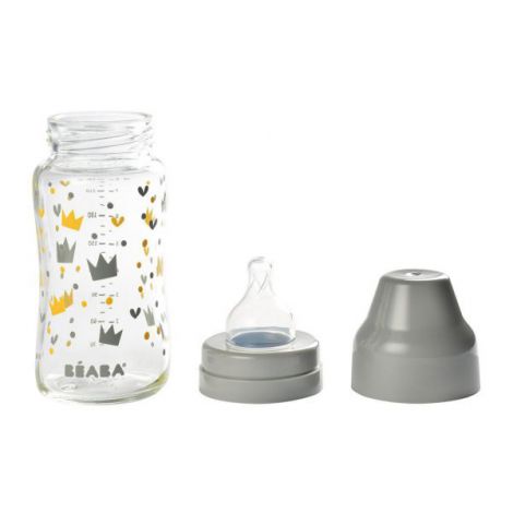 Biberon Sticlă Beaba Crown 240ml cu Gat Larg - imagine 3