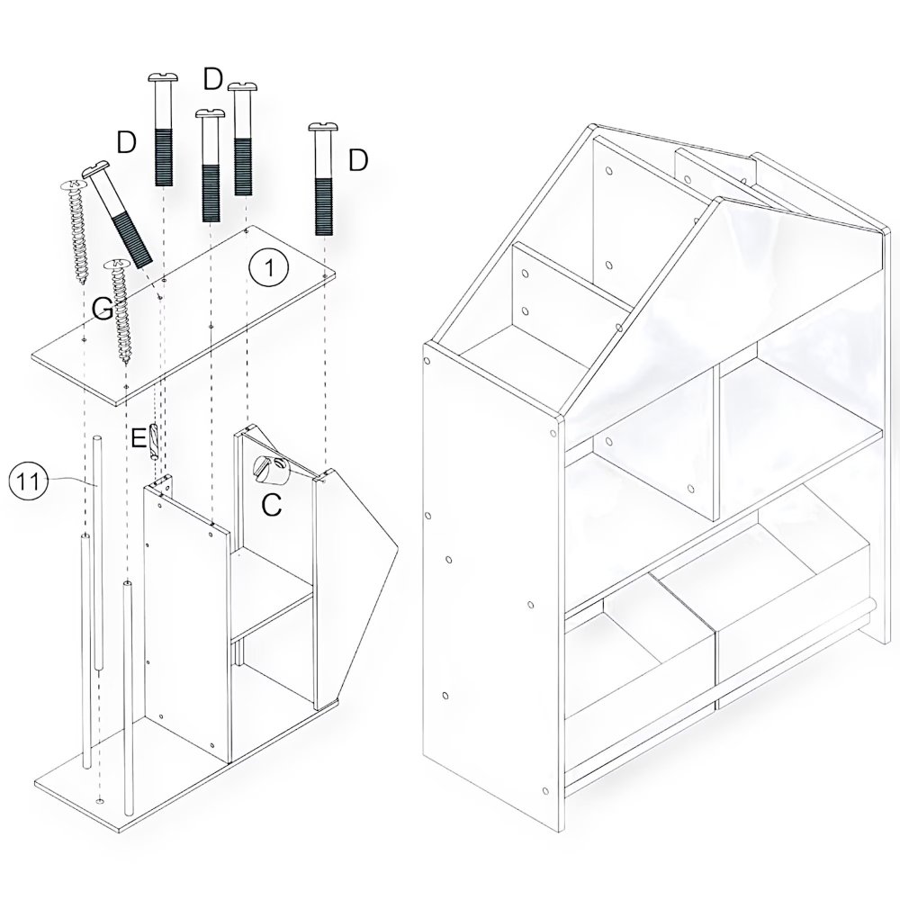 Organizator lemn Ginger Home cu tabla Forest