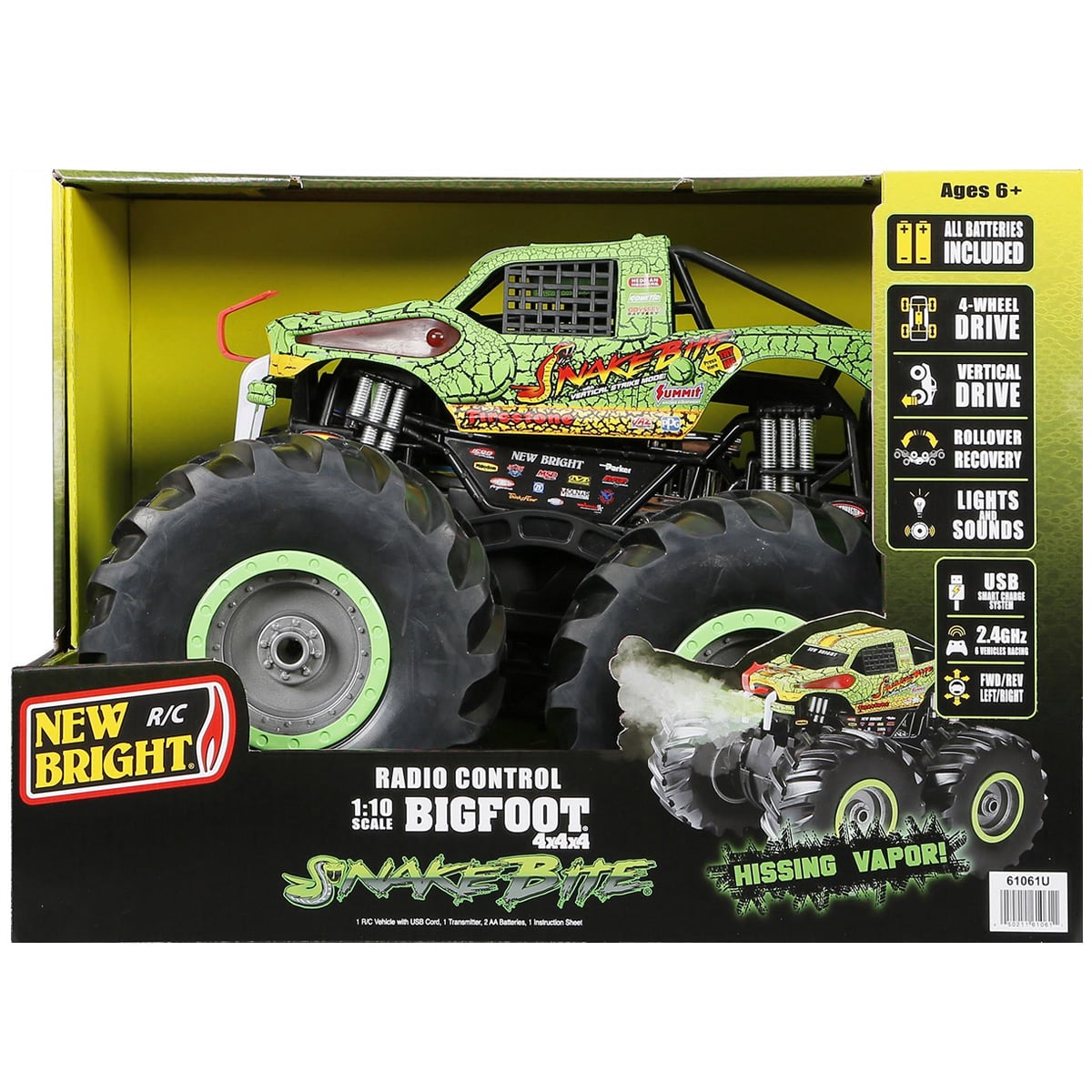 Masina 4x4 Snake Bite 1:10 New Bright cu Vapori