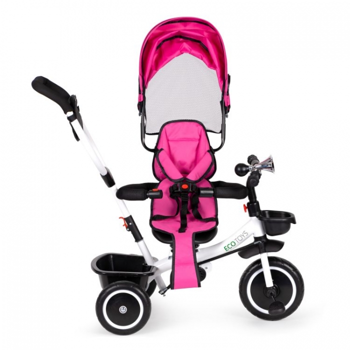 Tricicleta Ecotoys Roz, Scaun Reversibil, Siguranță - imagine 2