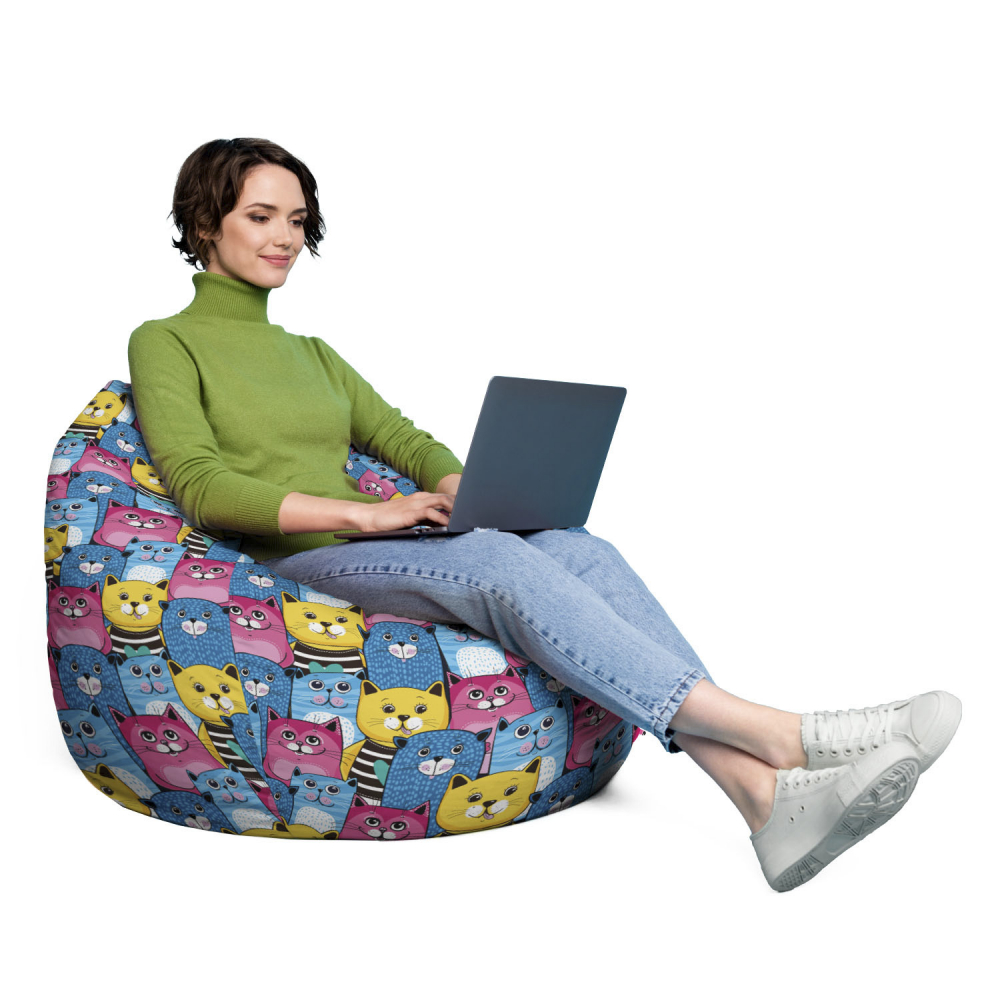 Husă Puf Bean Bag Para XL Smiley Cats | Updeco - imagine 4