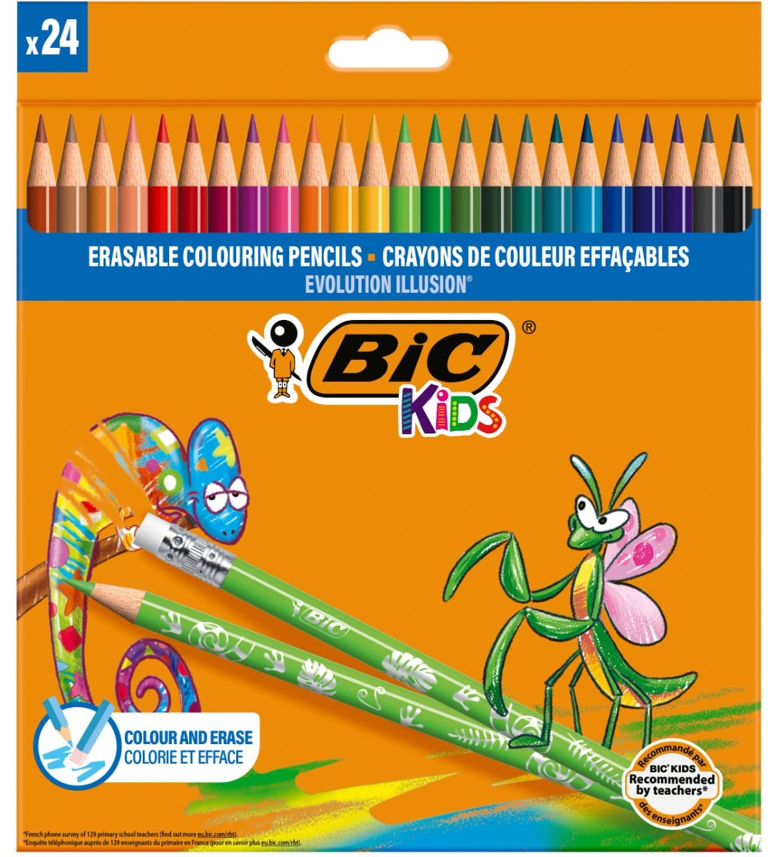 Set 24 Creioane Colorate Bic Evolution Illusion