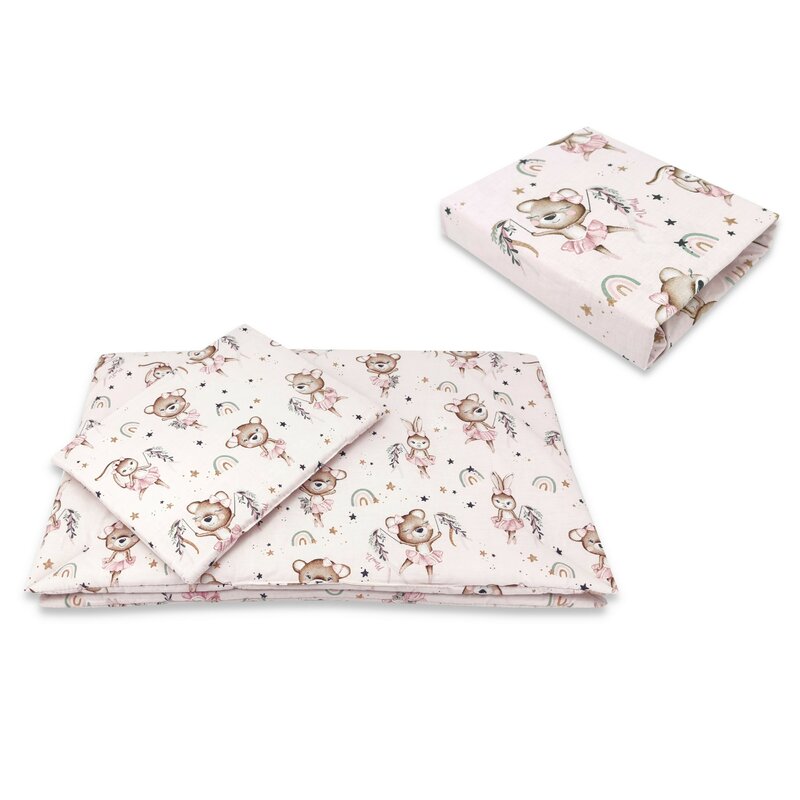 Lenjerie Patut Bumbac MimiNu, 3 Piese, Little Ballerina - imagine 4