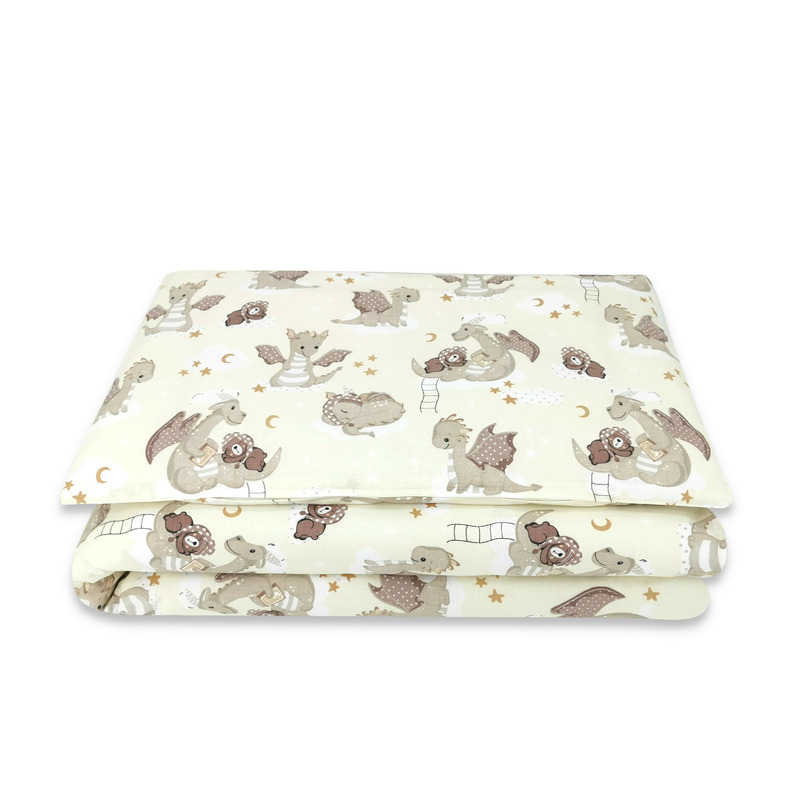 Lenjerie Patut Qmini Dragons Beige Bumbac