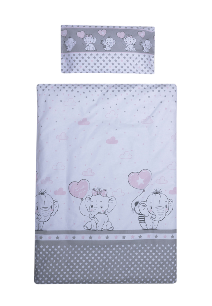 Lenjerie patut Bebe Royal Elefant Roz 5 piese