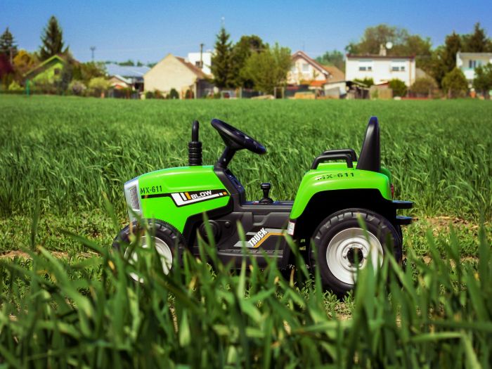 Tractor Electric Workers Truck cu Remorcă Verde - imagine 2
