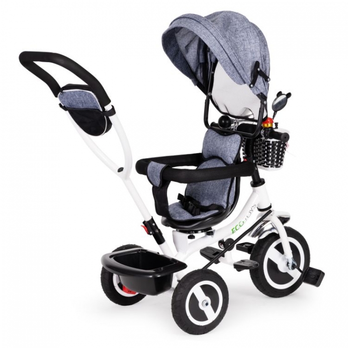 Tricicleta Ecotoys Gri cu Roti Gonflabile - imagine 3