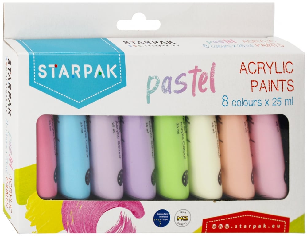 Set Vopsea Acrilică Pastel Starpak, 8 Culori x 25 ml